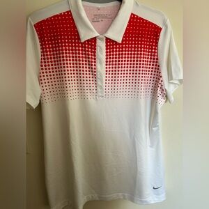 Nike Golf Tour Performance, Dri- Fit Red and White Polo Shirt, NWOT